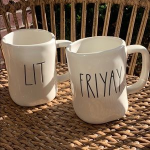 Rae Dunn Mugs “Lit” and “Friyay” bundle